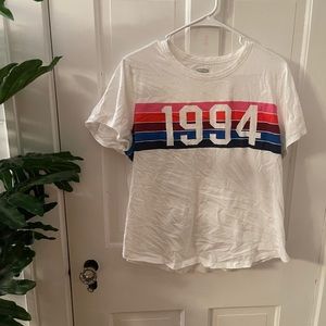 Womans White Graphic T-Shirt with 1994 Designer